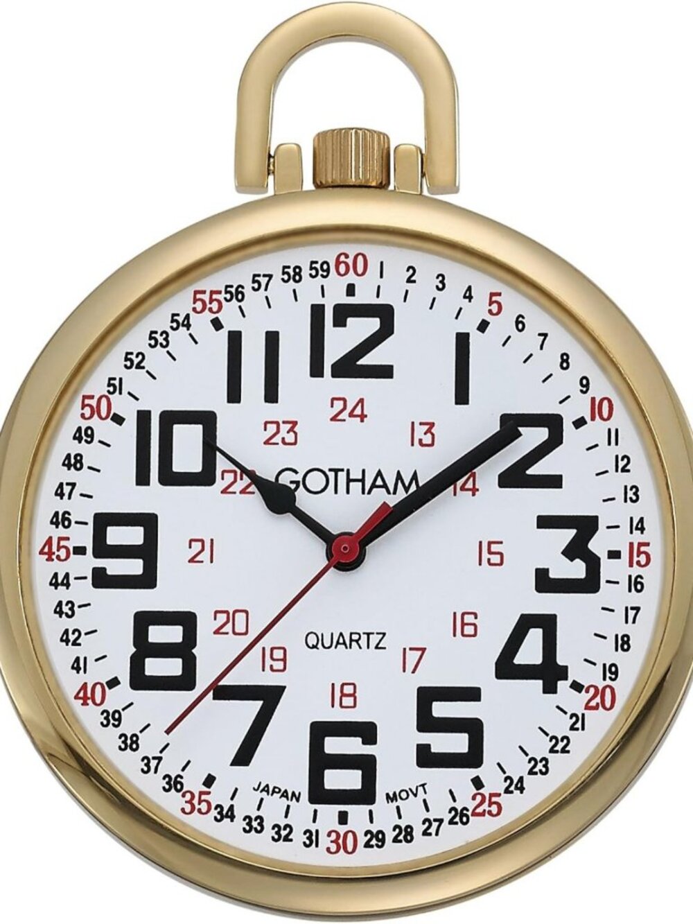 Gold-Tone Slim Railroad 24 Hour Open Face Quartz Pocket Watch for Men